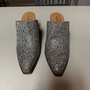 Silver Embellished Women's Mules